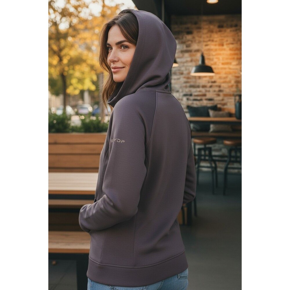 Spyder Hoodie Jacket Womens Medium Full Zip Athletic Brown Stretch Pockets NWT - Picture 2 of 14